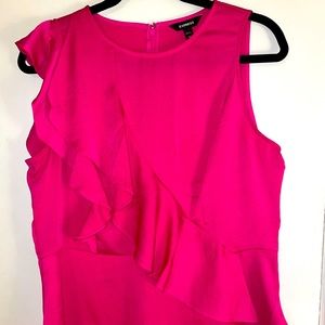 Express Ruffle Front Tank in Neon Berry